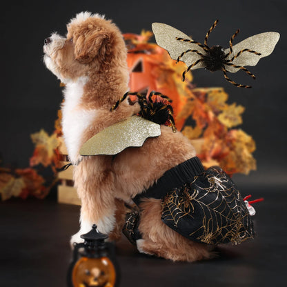 Halloween Spider Dog Costume – Funny Spider Wings Cosplay Outfit for Dogs & Puppies.