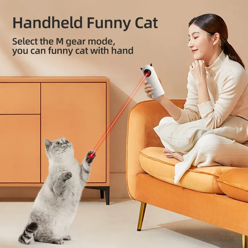 ROJECO Automatic Cat Laser Toy – Interactive Smart LED Teasing Toy for Indoor Cats, Handheld Electronic Pet Play Accessory.