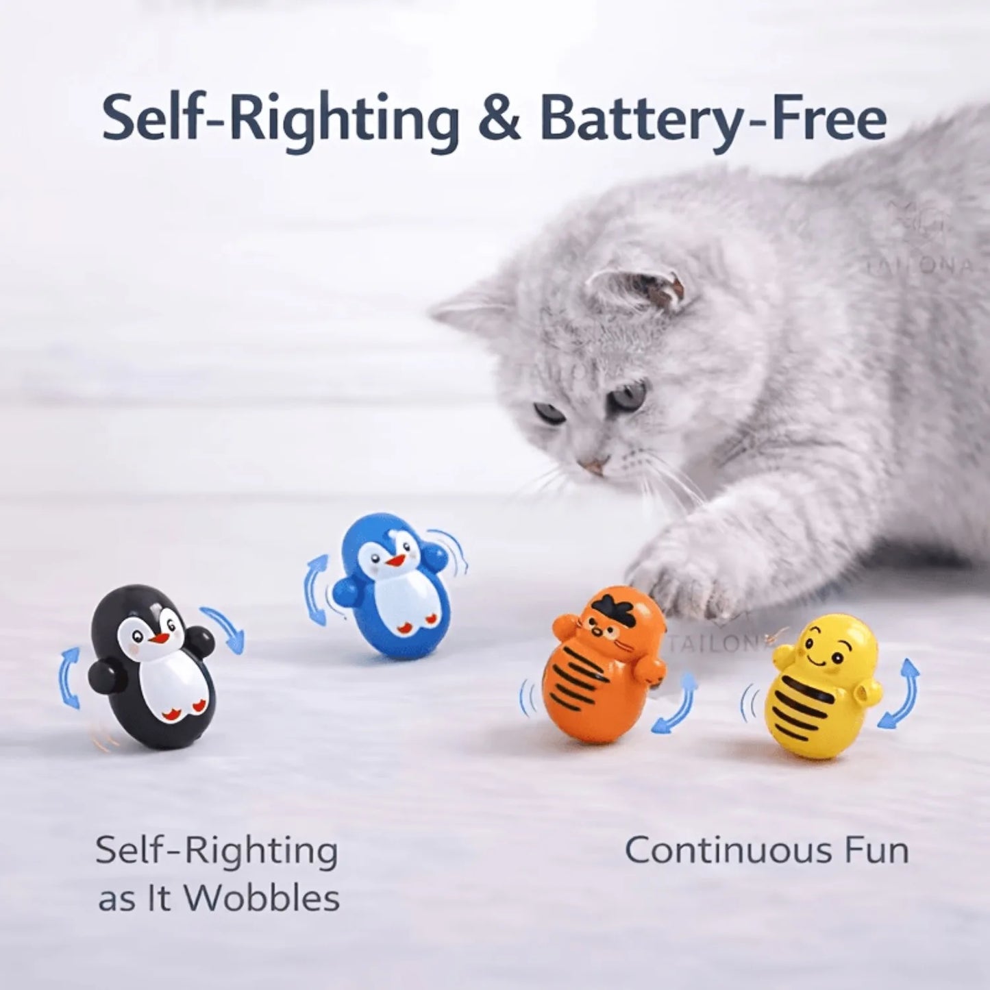 10-Pack Self-Rolling Interactive Cat Toys – Lightweight No-Battery Plastic Puzzle Balls for Fun Indoor Cat Play.