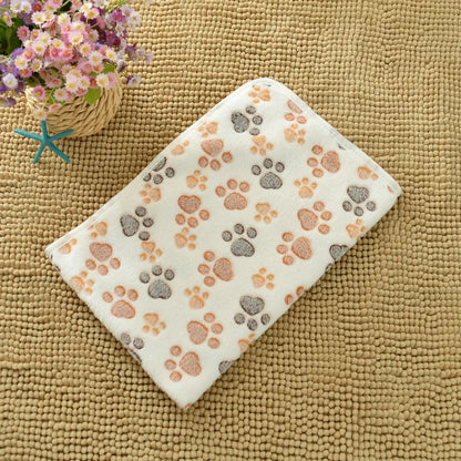 Flannel Pet Blanket – Cute Paw Print Warm & Comfortable Mat for Puppies, Kittens, Cats & Dogs.