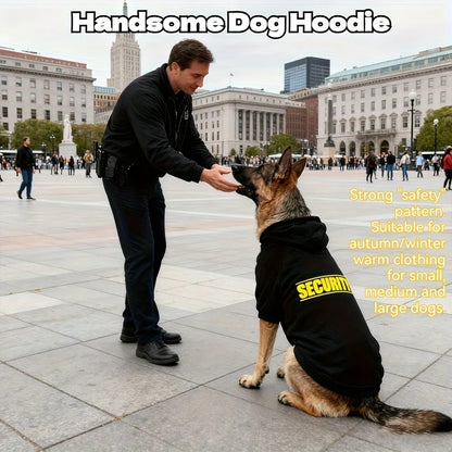 Security Print Dog Hoodie – Warm Hooded Outdoor Sweatshirt for Medium & Large Dogs.