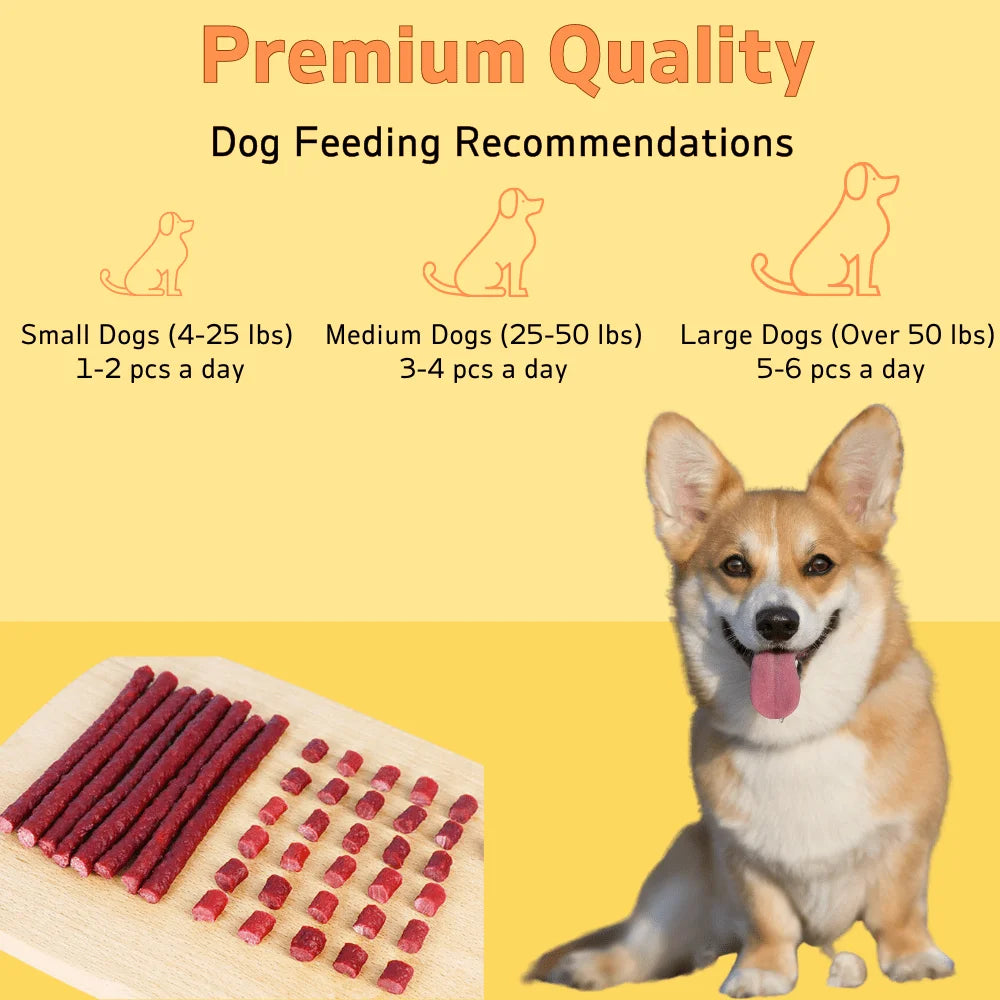 All-Natural Beef Stick Dog Treats, Healthy & Easily Digestible Chews, 7.05 oz (200g) or 14.11 oz (400g)