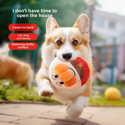 Interactive Electric Dog Toy – USB Rechargeable Plush Jumping Ball Puzzle Toy (Clown/Pig Cartoon Design) for Dog Training & Play.