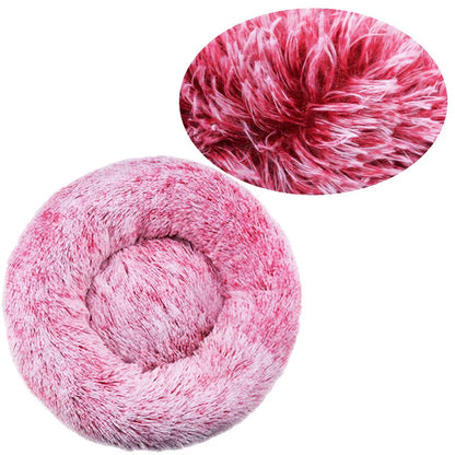 Round Plush Pet Bed – Super Soft Winter Warm Sleeping Bed for Cats & Dogs, Available in 6 Sizes (40–90cm) for Small to Large Pets.