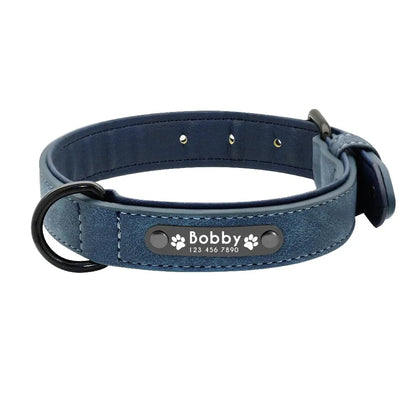 Personalized Leather Dog Collar – Custom Name ID Tag Collar for Small, Medium & Large Dogs, Durable Adjustable Pet Accessory.