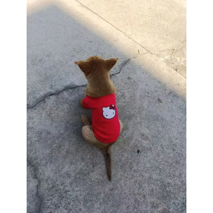 Hello Kitty Pet Sweater – Warm Fleece Hoodie for Small Dogs & Cats, Cozy Winter Clothing for Puppies, Teddy & Bichon Frise for Cold Weather.