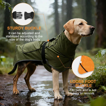 Waterproof Dog Raincoat Windbreaker – Reflective Outdoor Jacket with Adjustable Straps & Snap Buttons for All Dog Sizes.