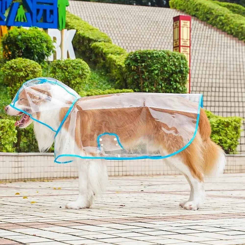Transparent Waterproof Dog Raincoat – Hooded Pet Jacket for Outdoor Walks, Lightweight Protective Rain Gear for Dogs.