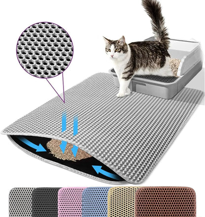 Double Layer Cat Litter Mat – Waterproof Non-Slip Litter Trapping Mat for Cats, Durable Wear-Resistant Pet Litter Box Floor Mat