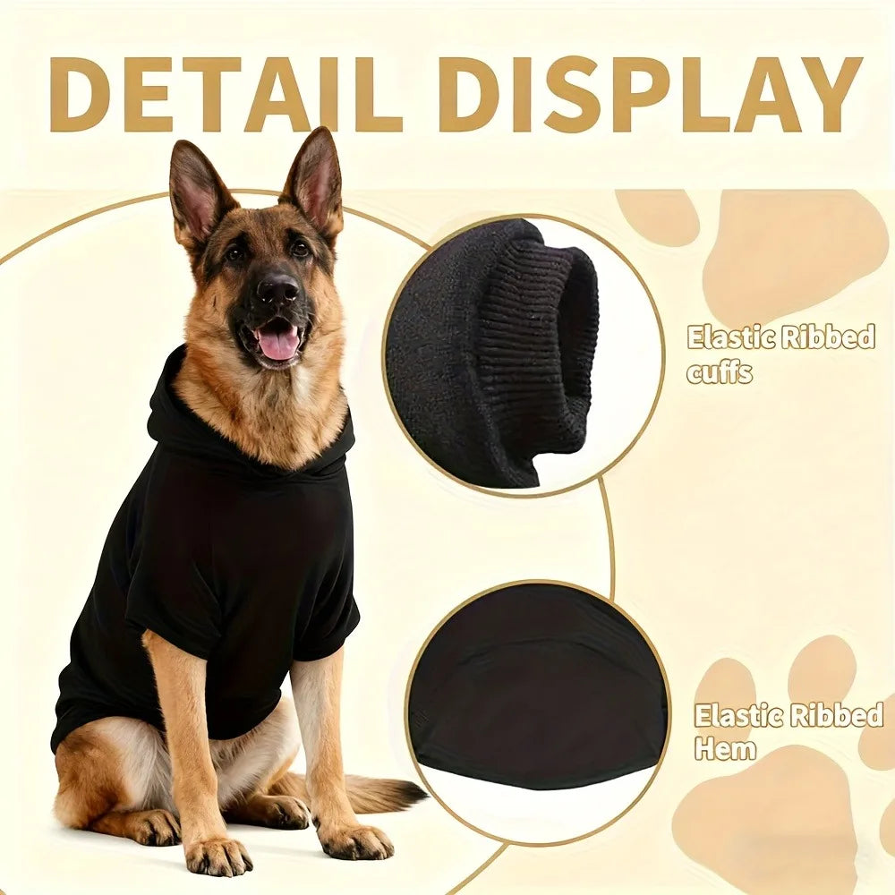 Security Print Dog Hoodie – Warm Hooded Outdoor Sweatshirt for Medium & Large Dogs.