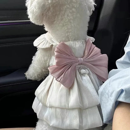 Adorable Pet Halter Dress – Pink Glimmer Spring & Summer Skirt for Cats & Small Dogs, Cute Home & Garden Pet Outfit.