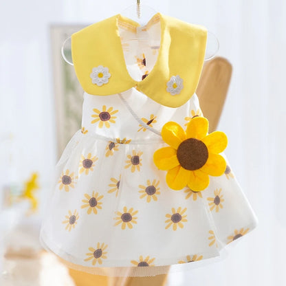 Princess Dog Dress – Cute Mesh Summer Pet Skirt with Bow & Lace for Puppies and Kittens,