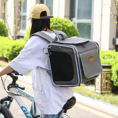 Bicycle Pet Carrier Backpack – Portable Outdoor Bag for Cats & Small Dogs, Suitable for Bicycles & Motorcycles Travel.