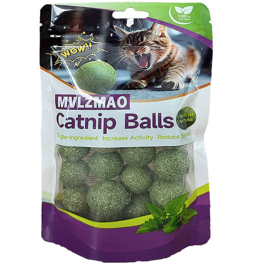 Edible Catnip Ball Toy – Safe & Healthy Mint Cat Toy for Chasing, Teeth Cleaning & Digestive Support for Cats.