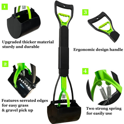 Portable Foldable Dog Poop Scooper – No-Bend Pet Waste Pickup Tool for Small & Large Dogs, Ideal for Outdoor Walking & Lawn Cleaning.