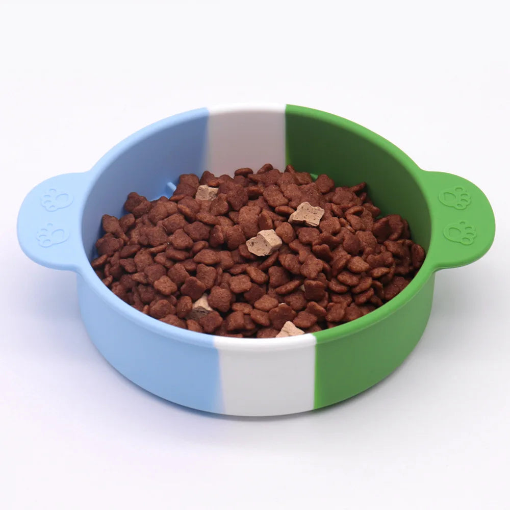 Pet Slow Feeder Bowl – Anti-Choking Non-Slip Silicone Food Bowl for Cats & Dogs, Durable Slow Eating Feeder Design.