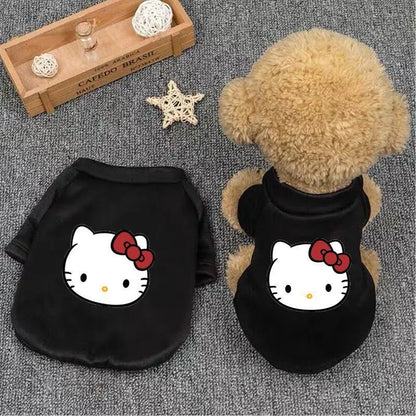 Hello Kitty Pet Sweater – Warm Fleece Hoodie for Small Dogs & Cats, Cozy Winter Clothing for Puppies, Teddy & Bichon Frise for Cold Weather.