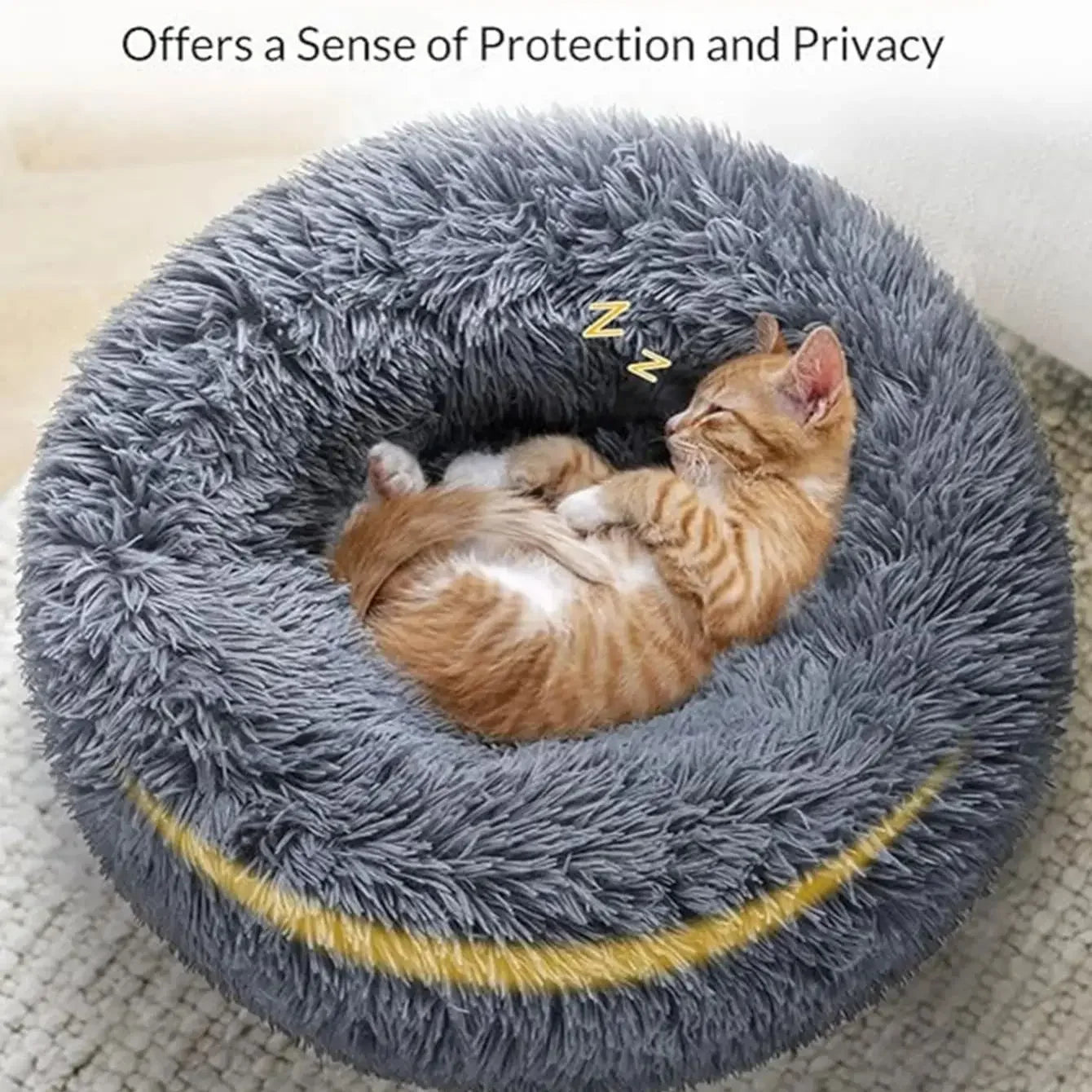 Round Plush Pet Bed – Super Soft Winter Warm Sleeping Bed for Cats & Dogs, Available in 6 Sizes (40–90cm) for Small to Large Pets.