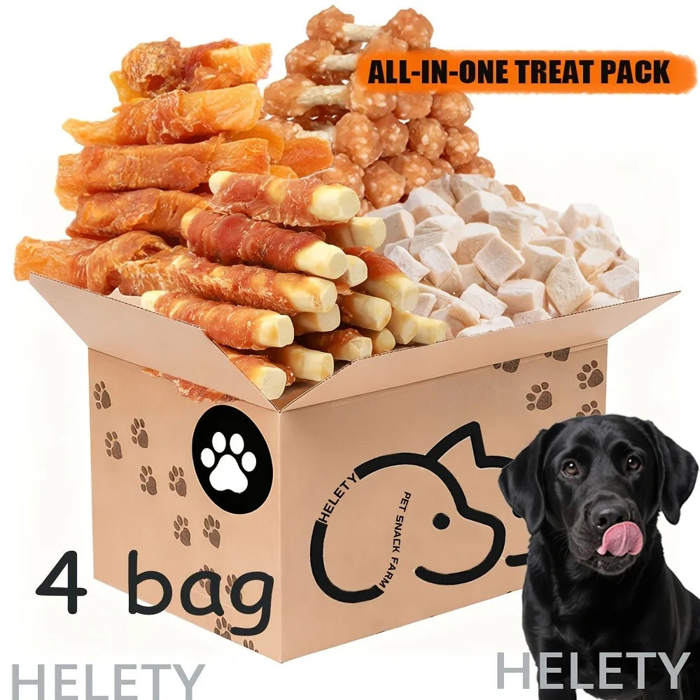 Assorted Dog Treat Pack, High-Protein Dried Chicken & Duck with Freeze-Dried Egg Yolk, Grain-Free Soft Chew Training Rewards for Puppies and Dogs of All Sizes.