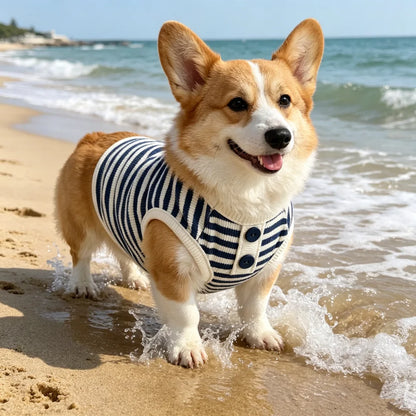 Simple Striped Knitted Pet Vest – Soft Spring & Summer Clothing for Small & Medium Dogs, Teddy Breeds & Cats.