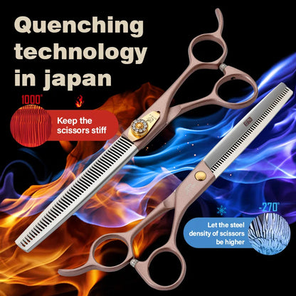Fenice High-grade 7.5inch JP440C Steel Specials pet grooming thinner scissors, thinning rate 35%.