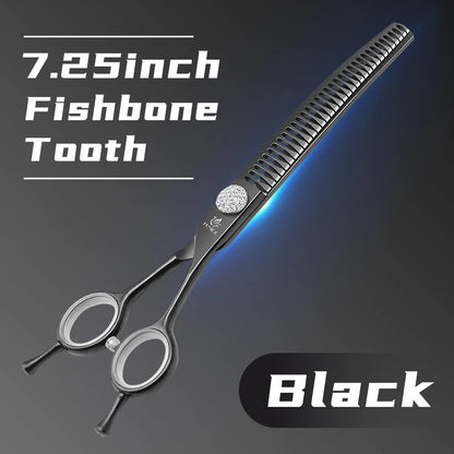 Fenice JP440C Professional Pet Grooming Scissors – 7-Inch Curved Thinning & Chunker Shears for Precision Dog Grooming.