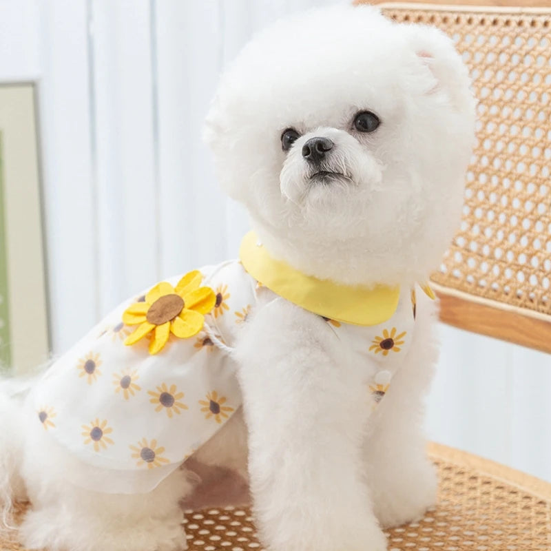 Princess Dog Dress – Cute Mesh Summer Pet Skirt with Bow & Lace for Puppies and Kittens,