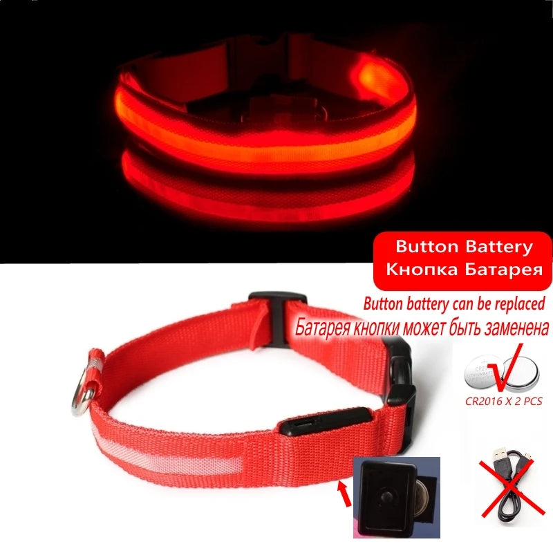 LED Dog Collar Light – USB Rechargeable Night Safety Anti-Lost Collar Accessory for Dogs & Puppies, Luminous Pet Walking Light.
