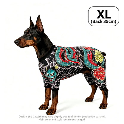 Streetwear Pet Tattoo Bodysuit – 4-Way Stretch Full-Body Costume for Small to Large Dogs & Cats (S–10XL).
