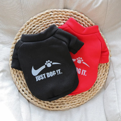 Cute Autumn & Winter Velvet Pet Hoodie – English Letter Round Neck Sweater for Dogs.