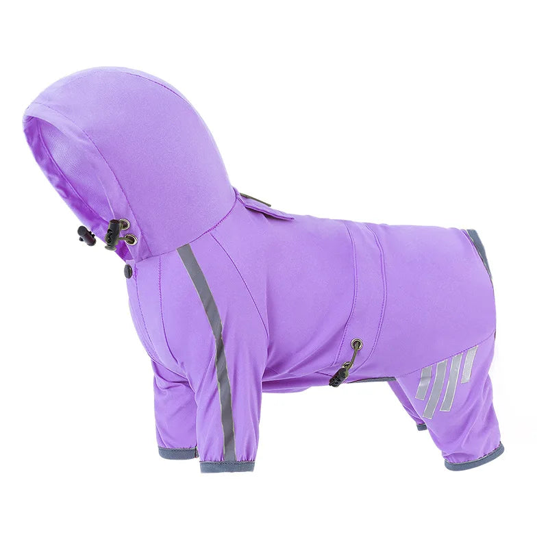 Reflective Waterproof Dog Raincoat – Hooded All-Weather Pet Jumpsuit for Small & Medium Dogs, Lightweight Rain Protection.